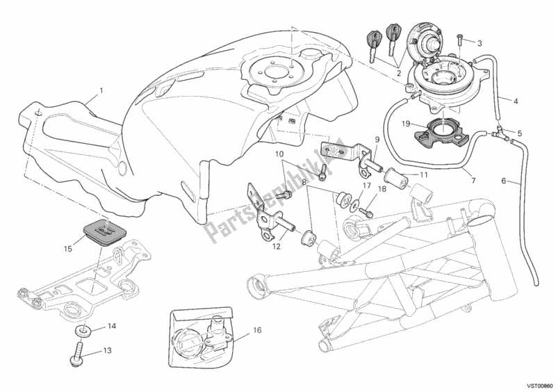Alle onderdelen voor de Benzinetank van de Ducati Monster 796 ABS 2011